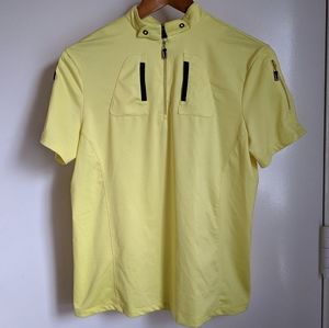 Jamie Sadock Golf Short Sleeve Top Shirt Neon Yellow & Black Medium Quarter Zip